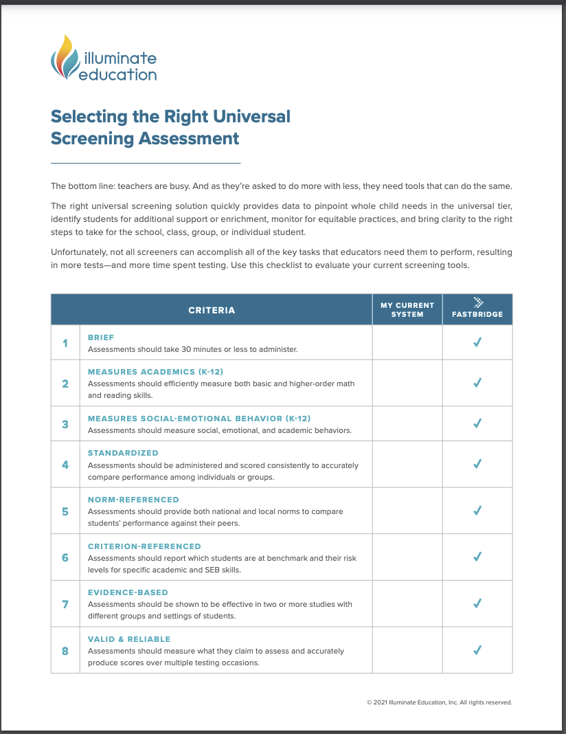 Selecting the Right Universal Screening Assessment